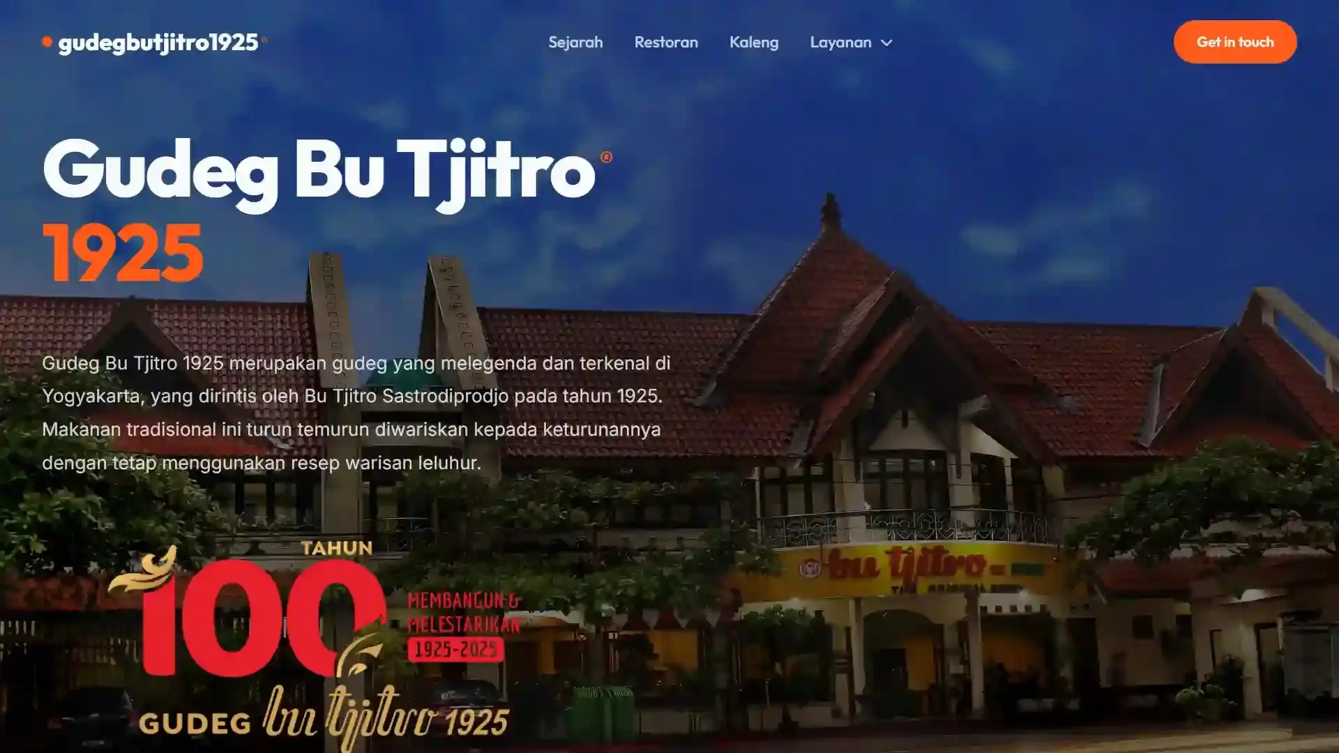 Website Gudeg Bu Tjitro 1925 - perusahaan pengalengan makanan Jogja